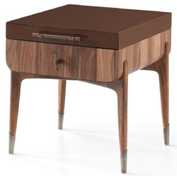 Casa Padrino table de chevet de luxe marron / marron foncé 49 x 54 x H. 51 cm - Table de chevet en bois massif avec 2 tiroirs - Meuble de chambre - Meuble d'hôtel - Meuble de luxe