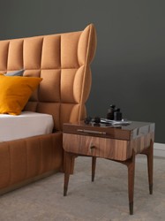 Casa Padrino ensemble de chambre de luxe marron clair / marron - 1 Lit Double avec Tête de Lit et 2 Tables de Chevet - Meuble de chambre de luxe - Ameublement de chambre de luxe