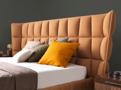 Casa Padrino ensemble de chambre de luxe marron clair / marron - 1 Lit Double avec Tête de Lit et 2 Tables de Chevet - Meuble de chambre de luxe - Ameublement de chambre de luxe