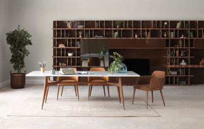 Casa Padrino Luxus TV Schrank Dunkelbraun / Braun / Messing 576 x 60 x H. 224 cm - Riesiger Massivholz Wohnzimmer Schrank - Wohnzimmer Möbel - Hotel Möbel - Luxus Möbel