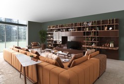 Casa Padrino armario de TV de lujo marrón oscuro / marrón / latón 576 x 60 x A. 224 cm - Armario de salón enorme de madera maciza - Muebles de salón - Muebles de hotel - Muebles de lujo
