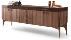Casa Padrino aparador de lujo marrón / marrón oscuro 230 x 60 x A. 82 cm - Armario de madera maciza con 6 cajones y 4 puertas - Muebles de comedor - Muebles de lujo - Interiores de lujo