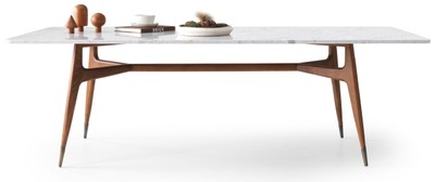 Casa Padrino tavolo da pranzo di lusso bianco / marrone 240 x 100 x A. 75 cm - Tavolo da pranzo rettangolare con piano in marmo - Mobili per sala da pranzo - Mobili di lusso