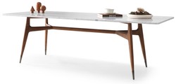 Casa Padrino table de salle à manger de luxe blanc / marron 240 x 100 x H. 75 cm - Table de salle à manger rectangulaire avec plateau en marbre - Meuble de salle à manger - Meuble de luxe