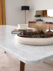 Casa Padrino table de salle à manger de luxe blanc / marron 240 x 100 x H. 75 cm - Table de salle à manger rectangulaire avec plateau en marbre - Meuble de salle à manger - Meuble de luxe