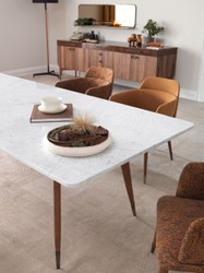 Casa Padrino table de salle à manger de luxe blanc / marron 240 x 100 x H. 75 cm - Table de salle à manger rectangulaire avec plateau en marbre - Meuble de salle à manger - Meuble de luxe