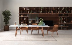 Casa Padrino table de salle à manger de luxe blanc / marron 240 x 100 x H. 75 cm - Table de salle à manger rectangulaire avec plateau en marbre - Meuble de salle à manger - Meuble de luxe