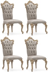 Casa Padrino set di 4 sedie da pranzo barocco di lusso argento / grigio / oro - Sedie da cucina decorate in stile barocco - Mobili da sala da pranzo barocchi di lusso - Mobili barocco