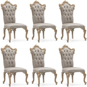 Casa Padrino ensemble de 6 chaises de salle à manger baroque de luxe argent / gris / or - Chaises de cuisine de style baroque magnifiques - Meuble de luxe style baroque - Meubles baroques