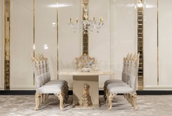 Casa Padrino ensemble de 8 chaises de salle à manger baroque de luxe argent / gris / or - Chaises de cuisine de style baroque magnifiques - Meuble de luxe style baroque - Meubles baroques