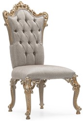 Casa Padrino ensemble de 8 chaises de salle à manger baroque de luxe argent / gris / or - Chaises de cuisine de style baroque magnifiques - Meuble de luxe style baroque - Meubles baroques