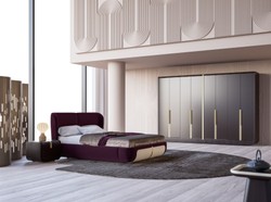 Luxus Schlafzimmerschrank Kleiderschrank Schwarz Beige Messing Luxury Bedroom Cabinet Wardrobe Black Beige Brass
