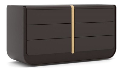 Casa Padrino luxury solid wood dresser with 6 drawers black / beige 160 x 56 x H. 85 cm - Bedroom chest of drawers - Bedroom furniture - Luxury furniture - Luxury furnishings