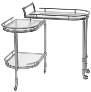 Casa Padrino chariot de service argent 75 x 40 x H. 75 cm - Chariot en métal ovale avec plateaux en verre - Chariot Gastronomie Hôtel Restaurant - Accessoires Hôtel & Restaurant