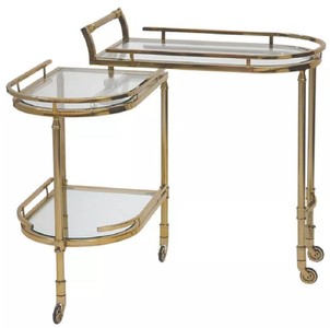 Casa Padrino chariot de service or 75 x 40 x H. 75 cm - Chariot en métal ovale avec plateaux en verre - Chariot Gastronomie Hôtel Restaurant - Accessoires Hôtel & Restaurant