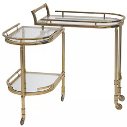 Casa Padrino chariot de service or 75 x 40 x H. 75 cm - Chariot en métal ovale avec plateaux en verre - Chariot Gastronomie Hôtel Restaurant - Accessoires Hôtel & Restaurant