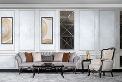 Casa Padrino divano da soggiorno barocco di lusso grigio / nero / oro - Divano in stile barocco fatto a mano con cuscini - Mobili da soggiorno di lusso in stile barocco - Mobili barocchi