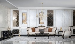 Casa Padrino divano da soggiorno barocco di lusso crema / nero / oro - Divano in stile barocco fatto a mano con cuscini - Mobili da soggiorno di lusso in stile barocco - Mobili barocchi