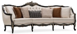 Casa Padrino luxury baroque living room set cream / black / gold - 2 Sofas & 2 Armchairs & 1 Coffee Table & 2 Side Tables - Handmade baroque living room furniture - Noble & Magnificent