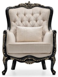 Casa Padrino luxury baroque living room set cream / black / gold - 2 Sofas & 2 Armchairs & 1 Coffee Table & 2 Side Tables - Handmade baroque living room furniture - Noble & Magnificent
