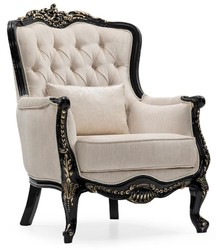 Casa Padrino luxury baroque living room set cream / black / gold - 2 Sofas & 2 Armchairs & 1 Coffee Table & 2 Side Tables - Handmade baroque living room furniture - Noble & Magnificent
