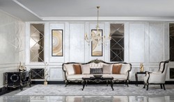 Casa Padrino luxury baroque living room set cream / black / gold - 2 Sofas & 2 Armchairs & 1 Coffee Table - Handmade baroque living room furniture - Noble & Magnificent Casa Padrino luxury baroque living room set cream / black / gold - 2 Sofas & 2 Armchairs & 1 Coffee Table - Handmade baroque living room furniture - Noble & Magnificent