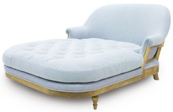 Casa Padrino Chaise Longue di Lusso Azzurro / Marrone 140 x 185 x A. 91 cm - Reclinabile Soggiorno - Recamier - Mobili Soggiorno - Mobili di Lusso - Collezione di Lusso