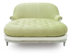 Casa Padrino Luxury Chaise Longue Light Green / White / Gray 140 x 185 x H. 91 cm - Living Room Recliner - Recamier - Living Room Furniture - Luxury Furniture - Luxury Collection