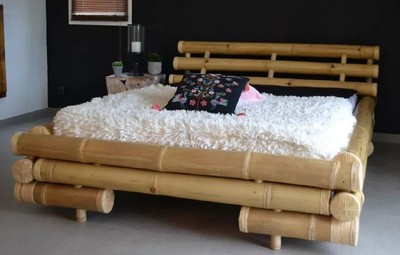Casa Padrino luxury double bed natural 190 x 245 x H. 70 cm - Bamboo bed - Bedroom furniture - Bamboo furniture - Luxury furniture - Luxury furnishings