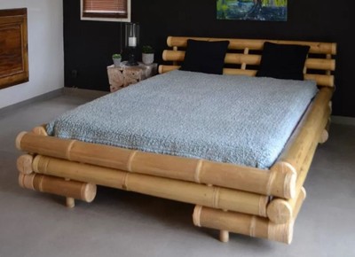 Casa Padrino luxury double bed natural 170 x 240 x H. 81 cm - Bamboo bed - Bedroom furniture - Bamboo furniture - Luxury furniture - Luxury furnishings