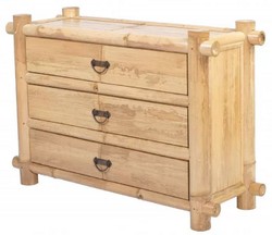 Casa Padrino luxury bamboo dresser with 3 drawers natural 120 x 40 x H. 80 cm - Bedroom chest of drawers - Bedroom furniture - Bamboo furniture - Luxury furniture - Luxury furnishings