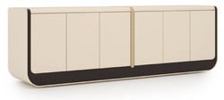 Casa Padrino luxury sideboard cream / black / beige 260 x 60 x H. 75 cm - Solid wood cabinet with 6 doors - Dining room furniture - Luxury furniture - Luxury furnishings