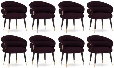 Luxus Esszimmerstuhl 8er Set Lila Schwarz Beige Luxury Dining Chair Set of 8 Purple Black Beige