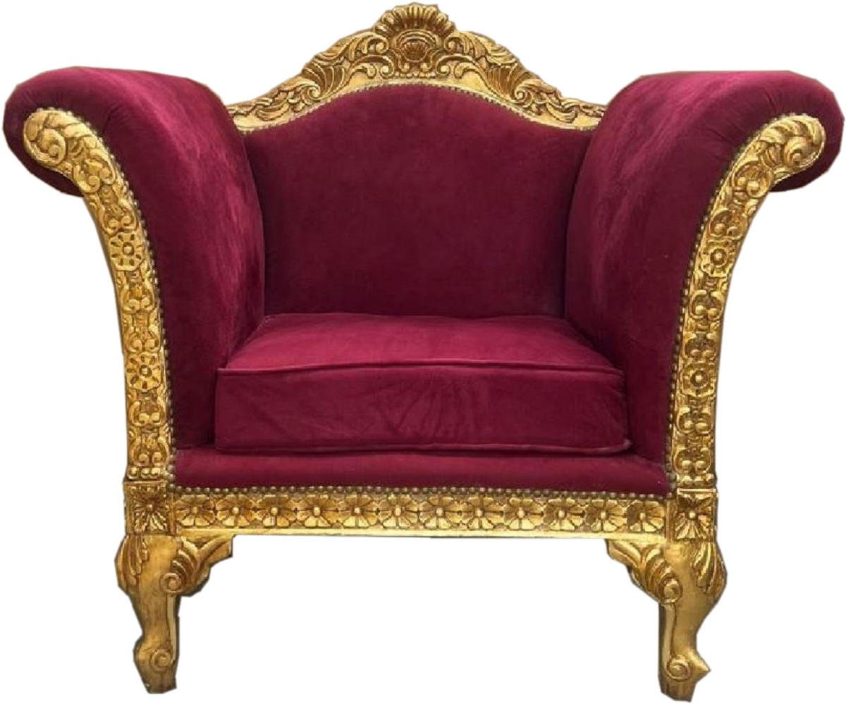 Casa Padrino sillón lounge barroco rojo burdeos / oro - Sillón de estilo antiguo hecho a mano - Muebles de salón - Muebles barrocos - Noble y Magnífico Casa Padrino sillón lounge barroco rojo burdeos / oro - Sillón de estilo antiguo hecho a mano - Muebles de salón - Muebles barrocos - Noble y Magnífico