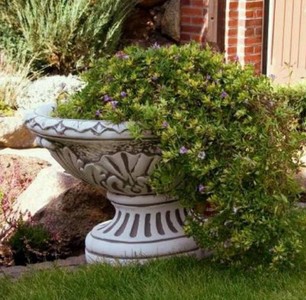 Casa Padrino vaso di fiori decorativo da giardino barocco grigio 36 x 26 x A. 40 cm - Vaso per piante ovale in stile barocco - Decorazione da giardino barocco - Accessori decorazione barocco