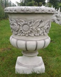 Casa Padrino pot de fleurs décoratif de jardin baroque gris Ø 48 x H. 62 cm - Cache-pot rond de style baroque - Décoration de jardin et terrasse baroque - Accessoires de jardin baroque