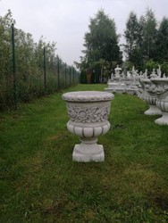 Casa Padrino pot de fleurs décoratif de jardin baroque gris Ø 48 x H. 62 cm - Cache-pot rond de style baroque - Décoration de jardin et terrasse baroque - Accessoires de jardin baroque