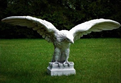 Casa Padrino escultura de decoración de jardín águila gris 180 x 70 x A. 92 cm - Figura de piedra de decoración de jardín grande - Esculturas de piedra de jardín - Accesorios decoración de jardín