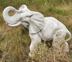 Casa Padrino Sculpture de Décoration de Jardin Éléphant Gris 83 x 37 x H. 67 cm - Figurine en Pierre de Décoration de Jardin - Sculptures en Pierre de Jardin - Accessoires de Jardin