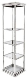 Metall Regalschrank mit Glasregalen Silber Metal Shelf Cabinet with Glass Shelves Silver