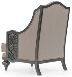 Casa Padrino poltrona da soggiorno barocco di lusso beige / grigio - Poltrona in stile barocco fatta a mano con cuscino - Mobili da soggiorno di lusso in stile barocco