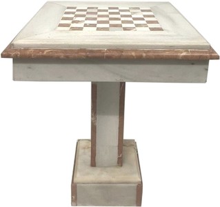 Casa Padrino Barock Schachtisch Weiß / Braun - Quadratischer Marmor Tisch - Barockstil Beistelltich - Marmor Möbel im Barockstil - Barock Möbel