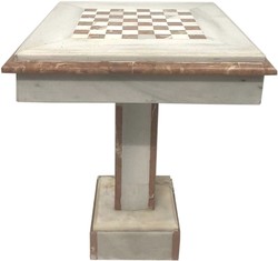 Casa Padrino mesa de ajedrez barroco blanco / marrón - Mesa cuadrada de mármol - Mesa auxiliar de estilo barroco - Muebles de mármol de estilo barroco - Muebles barrocos Casa Padrino mesa de ajedrez barroco blanco / marrón - Mesa cuadrada de mármol - Mesa auxiliar de estilo barroco - Muebles de mármol de estilo barroco - Muebles barrocos