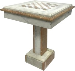 Casa Padrino mesa de ajedrez barroco blanco / marrón - Mesa cuadrada de mármol - Mesa auxiliar de estilo barroco - Muebles de mármol de estilo barroco - Muebles barrocos Casa Padrino mesa de ajedrez barroco blanco / marrón - Mesa cuadrada de mármol - Mesa auxiliar de estilo barroco - Muebles de mármol de estilo barroco - Muebles barrocos