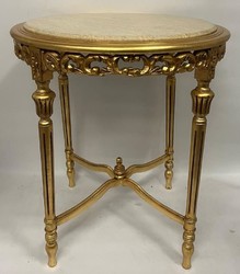 Casa Padrino tavolino barocco oro / beige - Tavolo rotondo in stile antico fatto a mano con piano in marmo - Mobile soggiorno in stile barocco - Mobile in stile antico - Mobile barocco