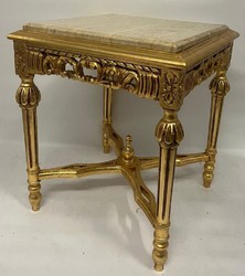 Casa Padrino mesa auxiliar barroco oro / beige - Mesa cuadrada de estilo antiguo con tapa de mármol - Muebles de salón en estilo barroco - Muebles de estilo antiguo - Muebles barrocos