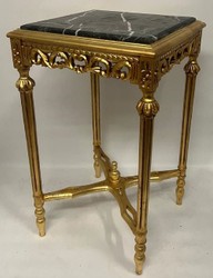 Casa Padrino table d'appoint baroque or / noir - Table carrée de style ancien avec plateau en marbre - Meuble de salon de style baroque - Meuble de style ancien - Meuble baroque