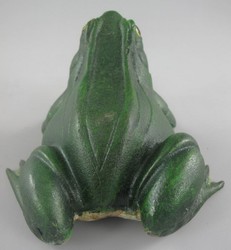Casa Padrino escultura decorativa rana verde 18 x 16 x A. 11 cm - Figura decorativa de metal - Escultura de jardín - Escultura de terraza - Accesorios de decoración de jardín y terraza
