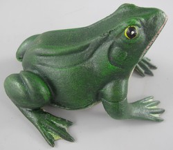 Casa Padrino escultura decorativa rana verde 18 x 16 x A. 11 cm - Figura decorativa de metal - Escultura de jardín - Escultura de terraza - Accesorios de decoración de jardín y terraza