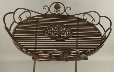 Casa Padrino Jugendstil Garten Beistelltisch Rost 63 x 48 x H. 70 cm - Klappbarer Garten Metall Tisch - Barock & Jugendstil Garten Möbel